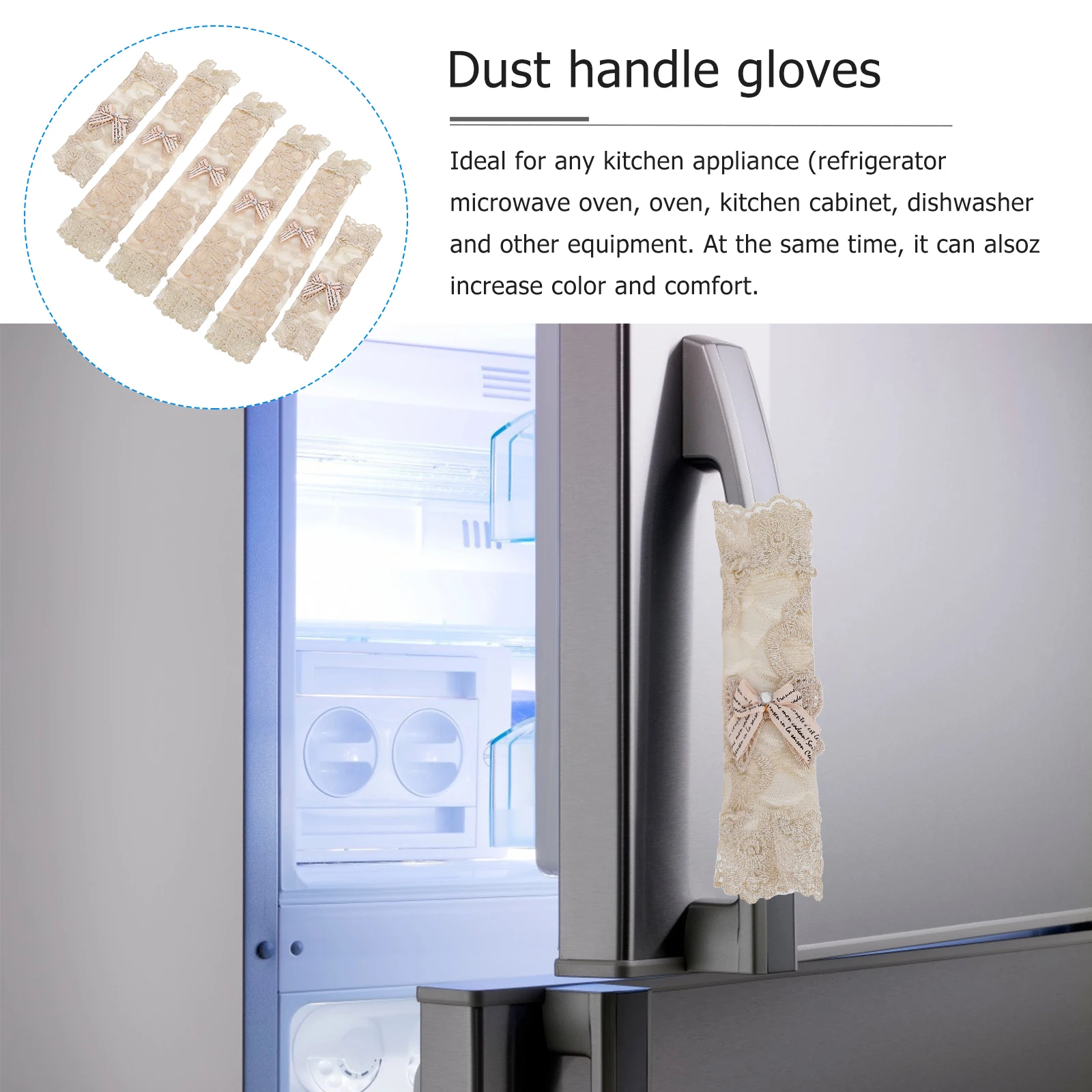 

6Pcs Lace Handle Covers Cloth Appliance Gloves Protectors Refrigerator Microwave Oven Door Handles Water Resistant