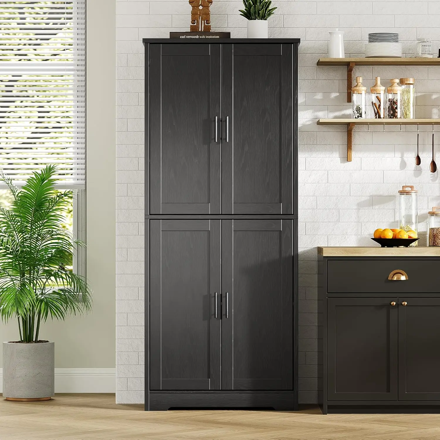 Kitchen Pantry Cabinet,Freestanding Pantry Storage Cabinet with Doors and Shelves,70\