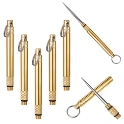 Portable Titanium Toothpicks Pocket Toothpicks Keychain Brass with Metal Toothpick Holder for Outdoor Picnic Camping Accessories