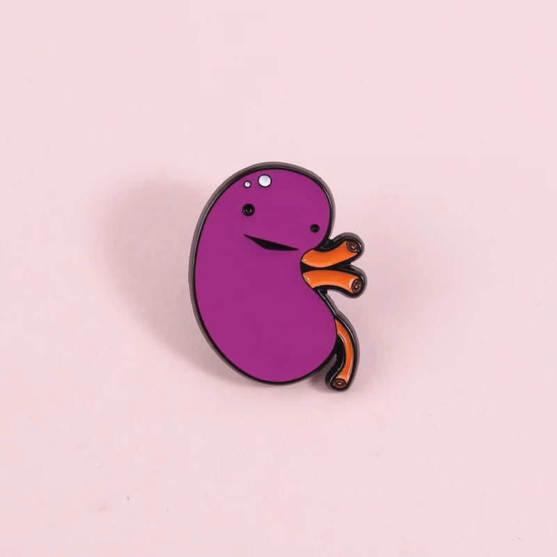 Fun Kidney Cartoon Brooch Medical Organ Themed Metal Badge Backpack Clothing Accessory Niche Accessories