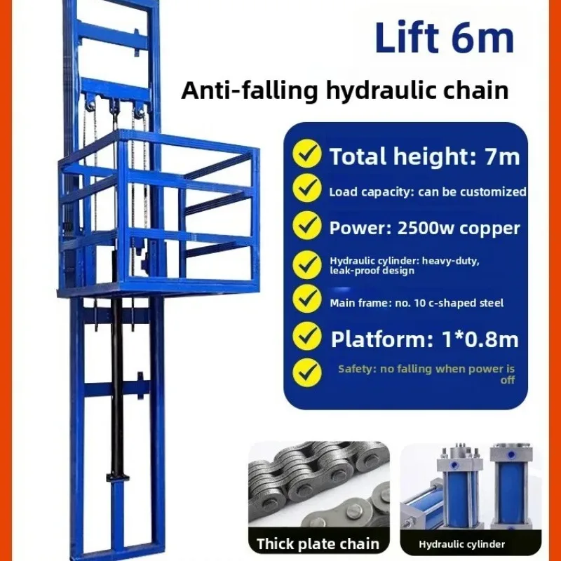 

Small Household Electric Hydraulic Freight Elevator Lifting Platform Factory Building Warehouse Hoist Thickened High-altitude