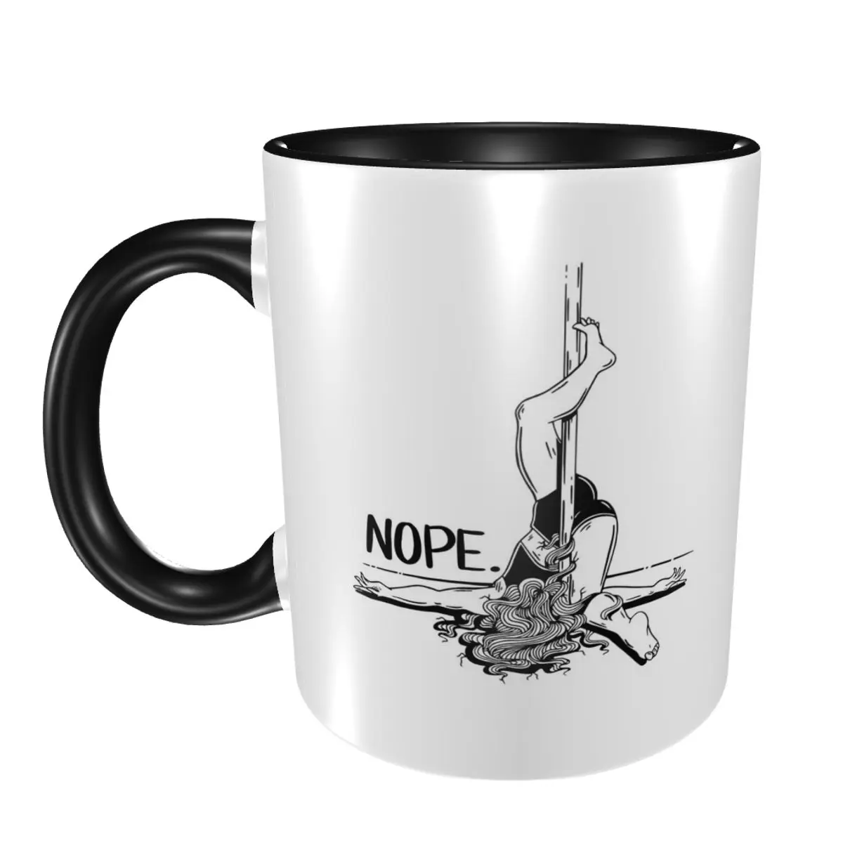 

Черная кружка для танца на пилоне NOPE, забавные керамические кофейные чашки, чайные кружки, чашка для молока, посуда для напитков, подарок для друзей