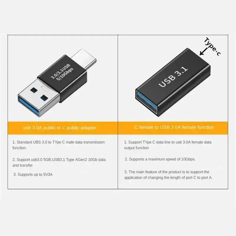 5Gbps USB 3,0 tipo A conector macho a hembra adaptador de enchufe USB3.0 A conector adaptador acoplador macho/hembra dual