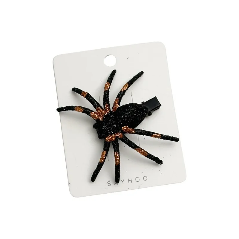 الكرتون مضحك هالوين غرامة مشرقة محاكاة العنكبوت دبوس الشعر الأطفال اللباس غريب دبوس الشعر فتاة صغيرة أغطية الرأس