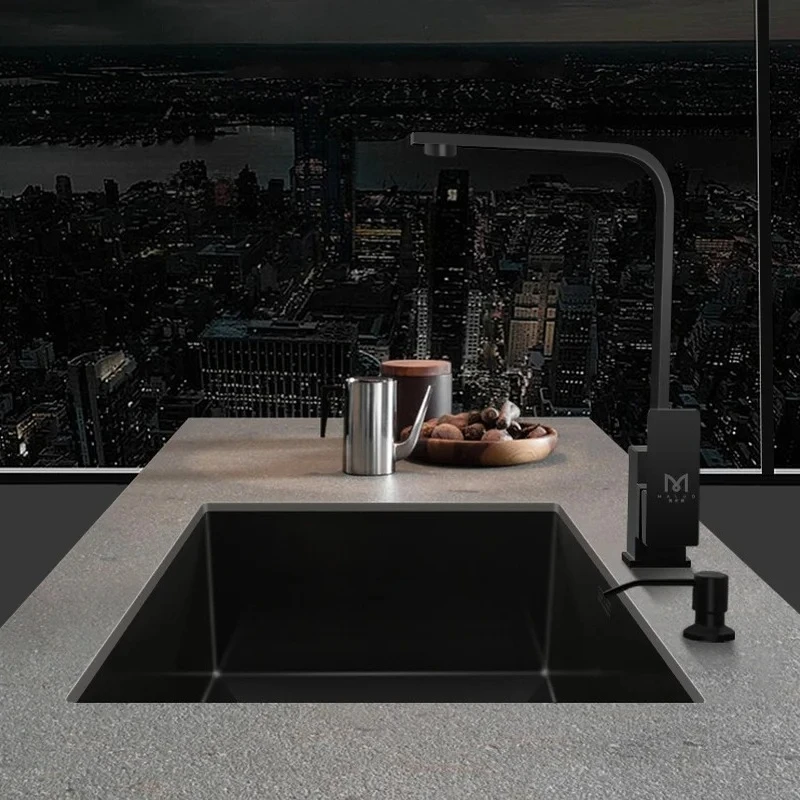 Home Improvement Single Tank Black Nano 304 Stainless Steel Kitchen Sink Undercounter Basin Dishwasher with Drain Accessories Z