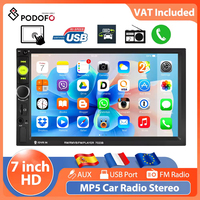 Podofo 7 Inch 2Din Car MP5 Player Mirror Link Bluetooth Touch Screen Auto Stereo EQ AUX Audio FM USB With Steering Wheel Control