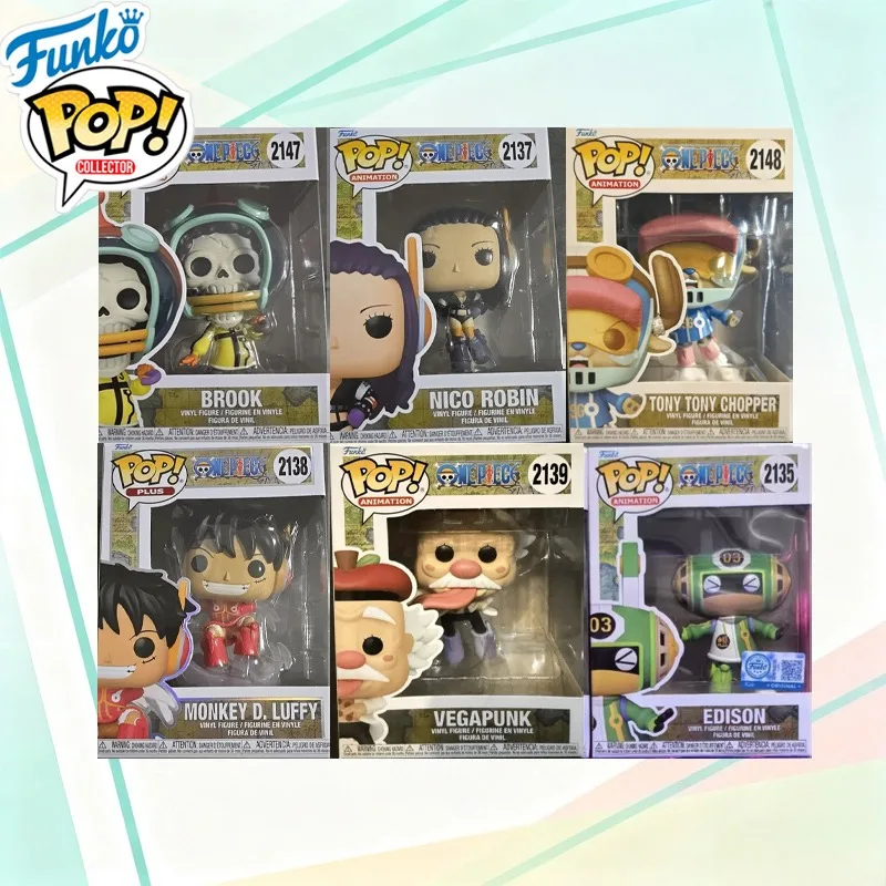 

Funko Pop Original One Piece Tony Nico Egg Luffy Head Island Action Dolls 2137 2138 Brook Vegapunk Anime Sculpture Collect Gifts