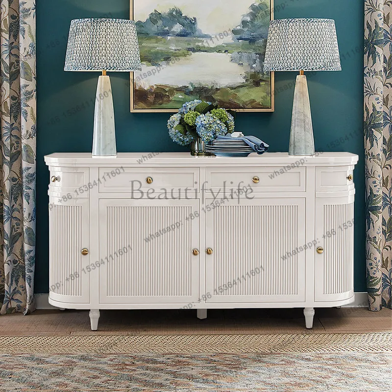 

American light luxury solid wood dining side cabinet villa high-end storage decorative cabinet