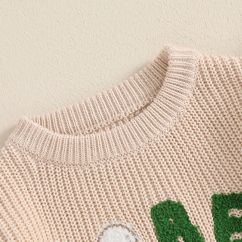 Infant Autumn Jumper with Embroidered Alphabet Design Long Sleeves and Crew Neck for Cozy Style and Comfort