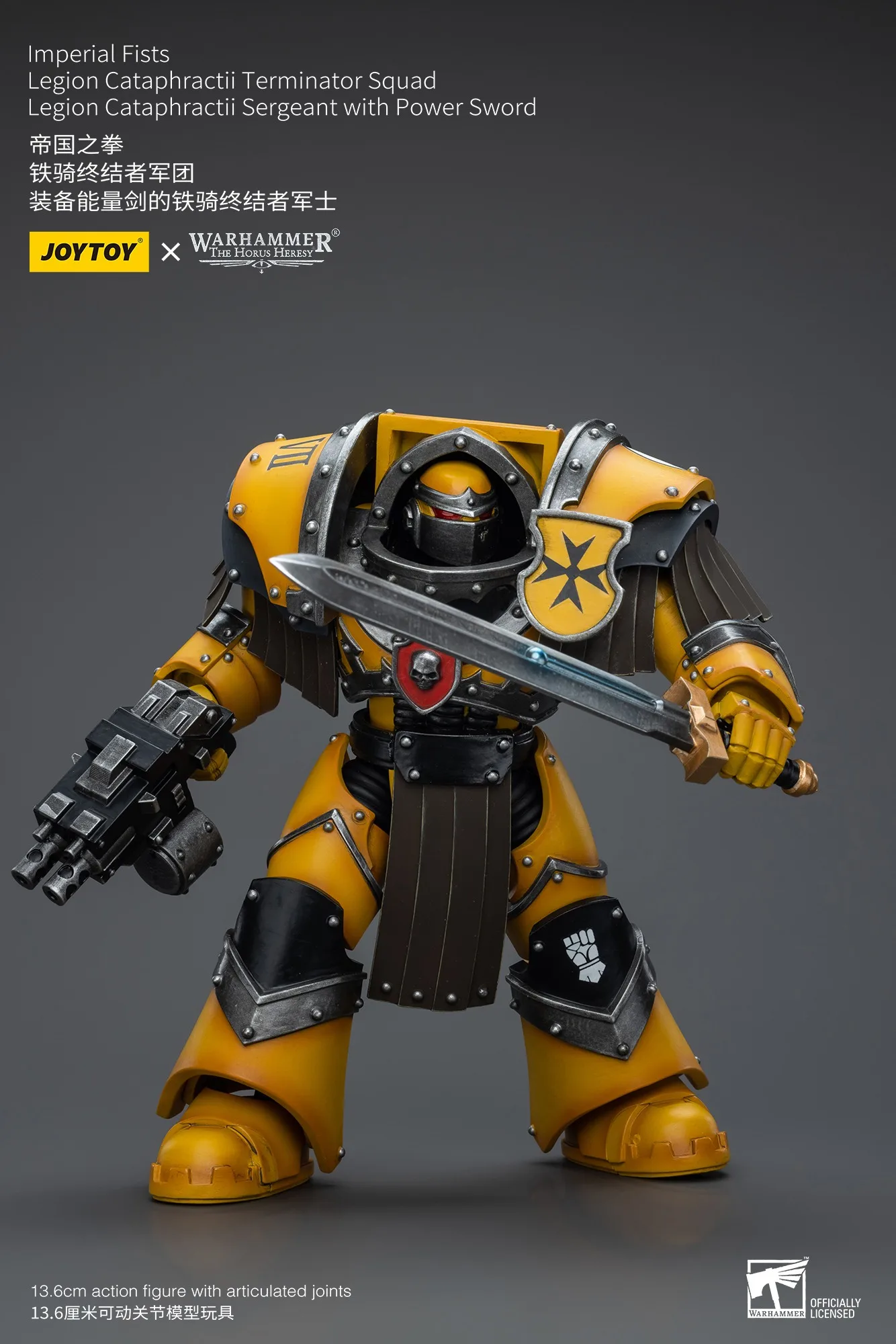 Joytoy warhammer 1/18 figuras de ação punhos imperiais legião cataphractii sargento com espada de energia estatueta modelo brinquedo menino presentes