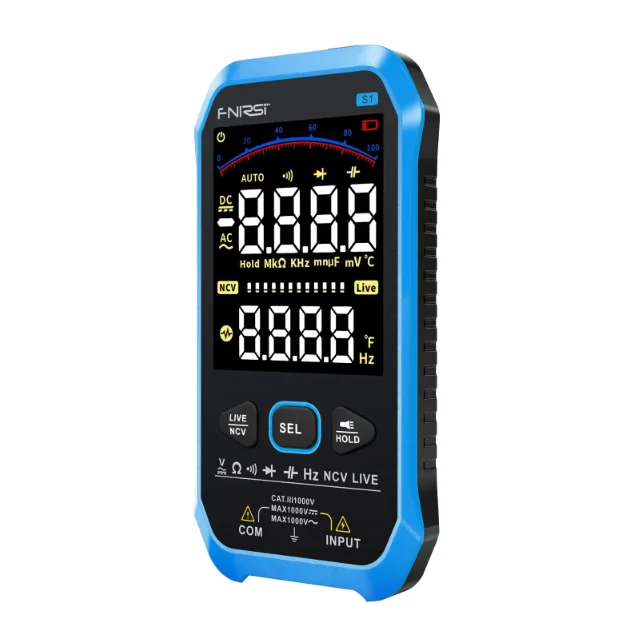 FNIRSI S1 Smart Digital Multimeter 9999counts AC DC Voltage Resistance Capacitance Diode NCV Hz Live Wire Color Display Tester