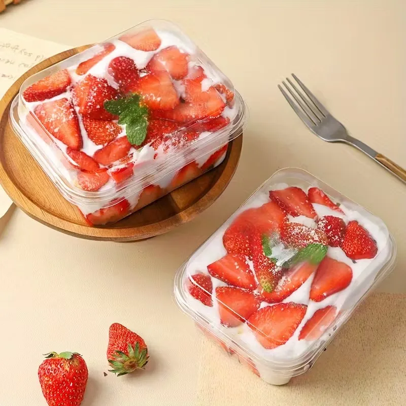 10/20/30PCS Transparent Cake Box With Transparent Lid Used For Storing Ice Cream Tiramisu Fruit Cake For Dessert Shop Storage