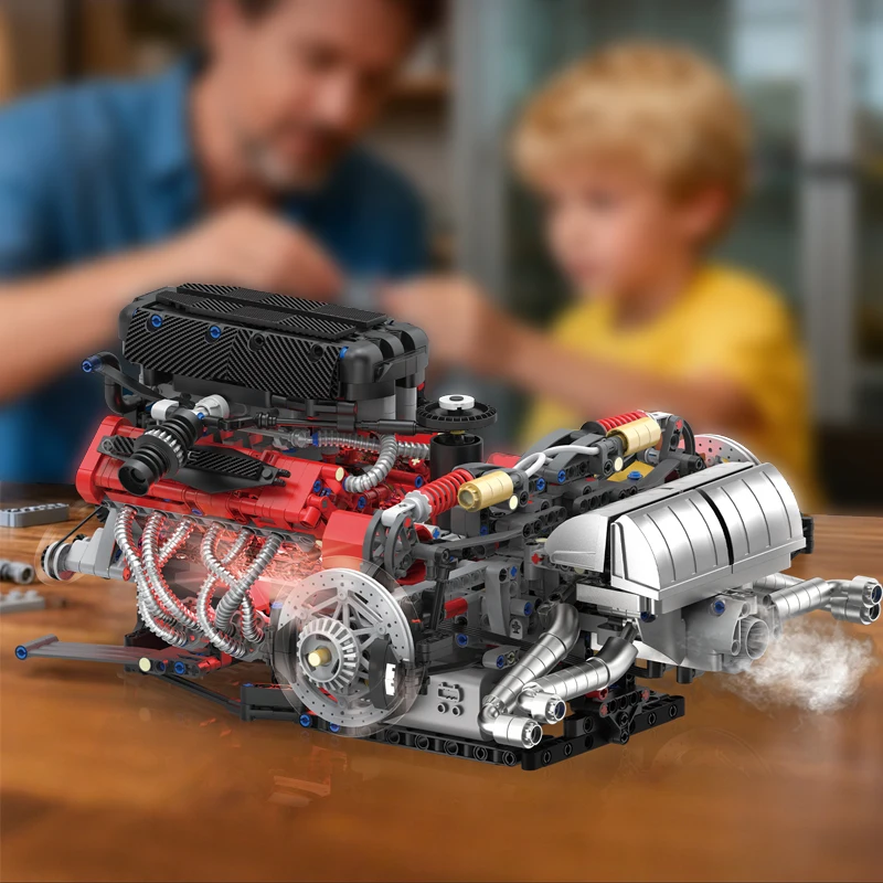 Enzo v12 motor moc carro esportivo bloco de construção modelo alta dificuldade montagem tecnologia máquinas série brinquedo presente