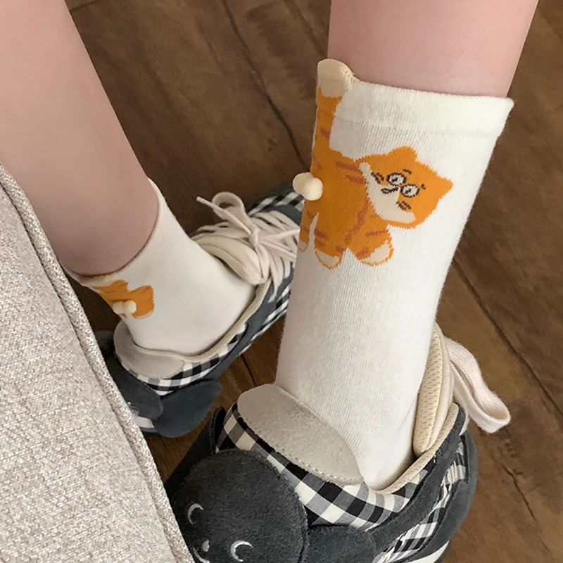 New 3D Cat Socks with Balls Cute Funny Hilarious Novelty Comfortable Cotton Cat Socks for Women Men Halloween Christmas Gift