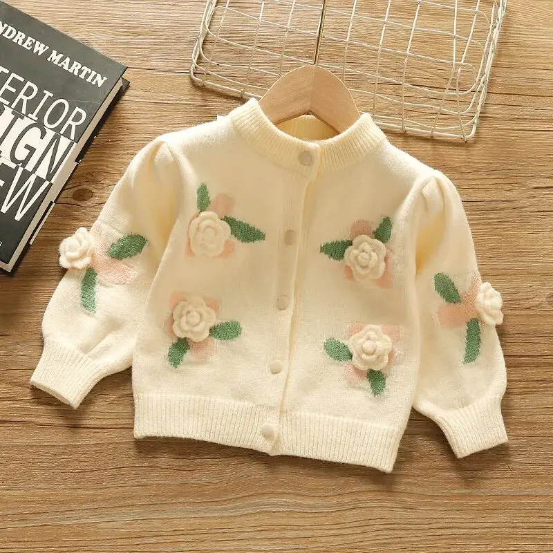 0-5 Y Girls Cardigan Sweater Spring and Autumn Fashionable Children Baby Sweater Coat Little Girl Knitted Cardigan Jacket