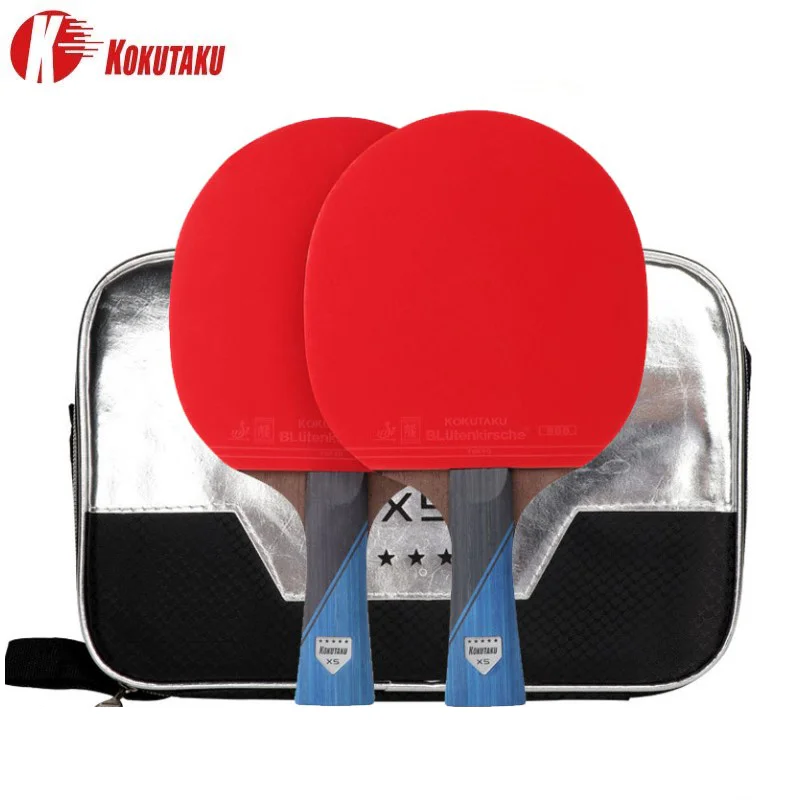 

KOKUTAKU 5 Star ITTF Ping Pong Bat Profesional Racket Set With Double Rubber Table Tennis Bats Carbon Fiber Bottom With Case