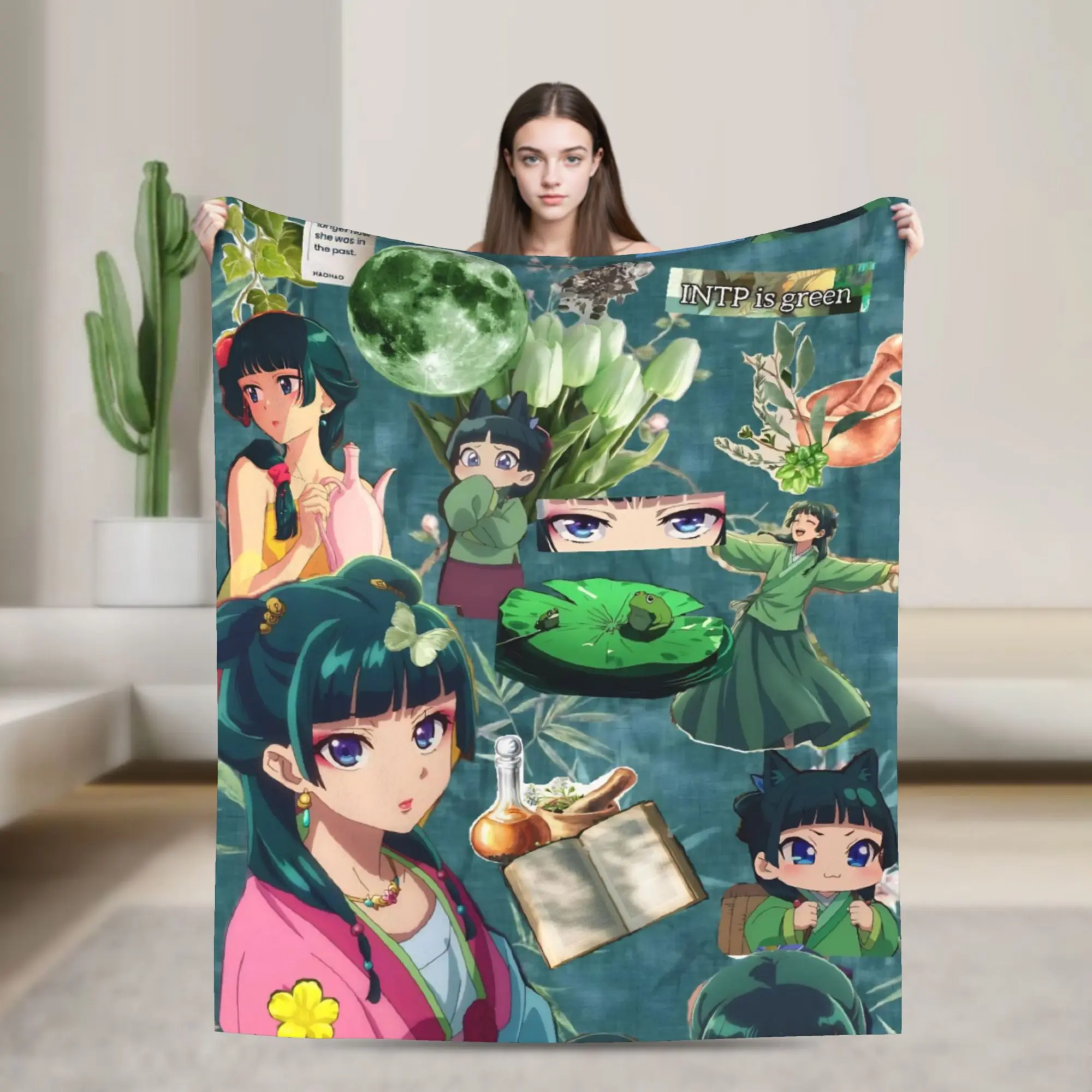 Super Soft The Apothecary D-Diaries Maomao  Throw Blanket Premium Flannel Fleece Lightweight  Bed Blanket Cozy Fluffy Blankets