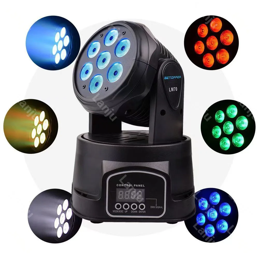 LED 7x10W moving head light ktv voice controlled induction Par lamp disco DJ atmosphere  wedding party dmx Stage dyeing lights