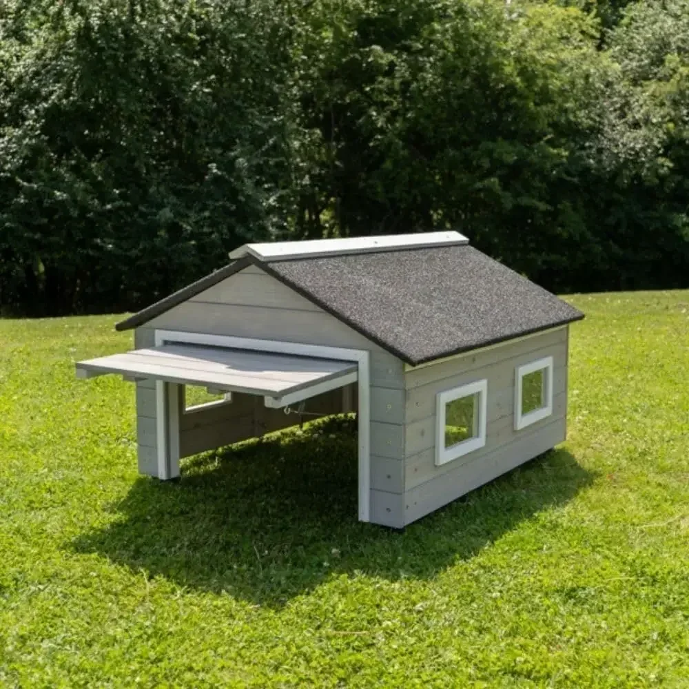 My Robot Home Plus Robotic Mower Shed, 43x37x29in, Weatherproo Garage or Luba, Automower, Gardena, and More (Grey & White)