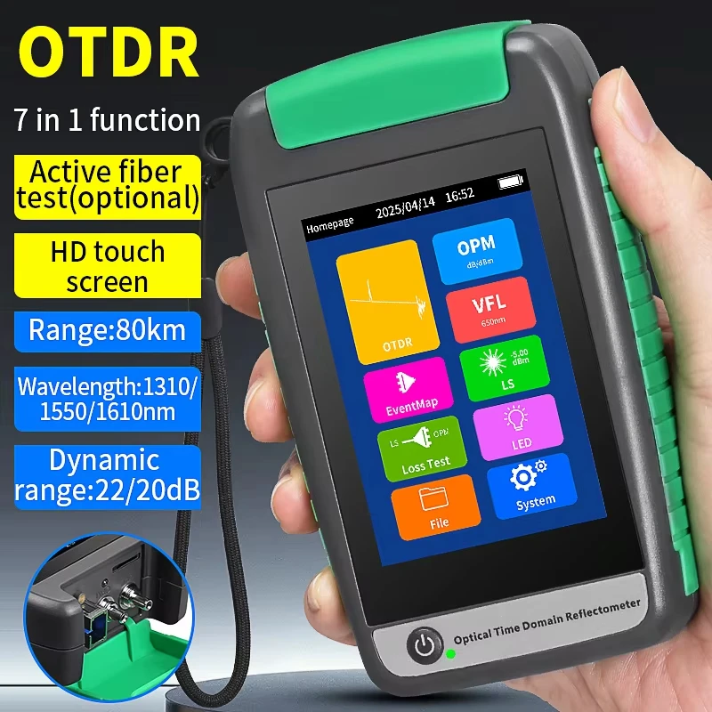 AUA-18U/A Active Fiber Live Test 1550nm 20dB 80KM Fiber Optic Reflectometer Touch Screen OLS OPM VFL