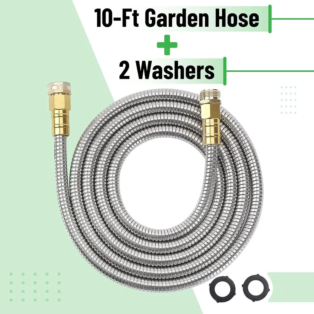 10-Foot Stainless Steel Anti-Kink Garden Hose