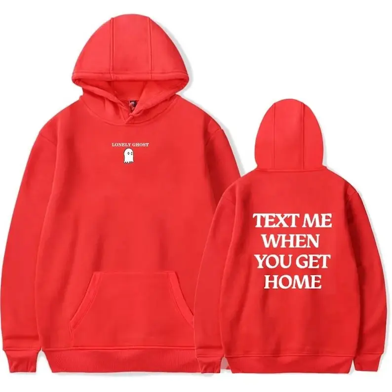 Lonely Ghost Text Me When You Get Home Hoodies Y2K Oversized Youth Hoodie Cozy Hip Hop Unisex Essentials Matching Hoodies