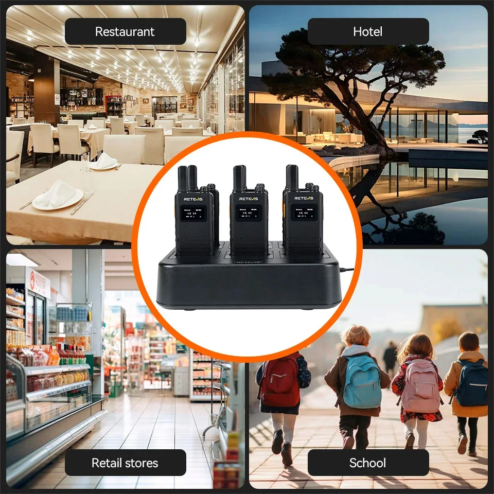 Retevis B63S (3. Generation RT22) Mini-Walkie-Talkies PMR446/FRS Slim LCD-Bildschirm wiederaufladbar für Restaurant Boutique Store (6er-Pack) – Detail 20