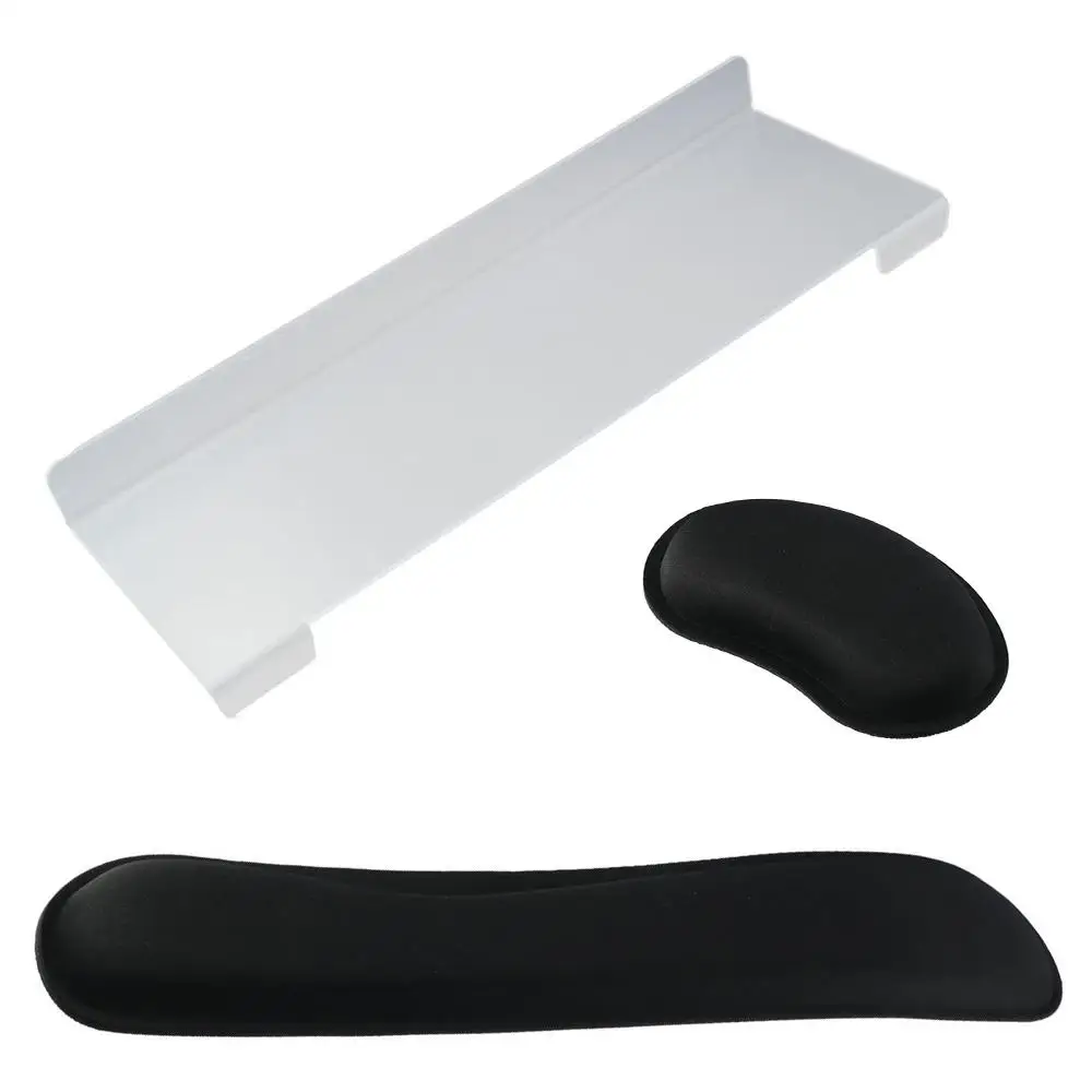 Comfortable Transparent Acrylic Keyboard Stand Black Ergonomic Keyboard Holder Set Tilted Non-Slip Hand Pillow Office