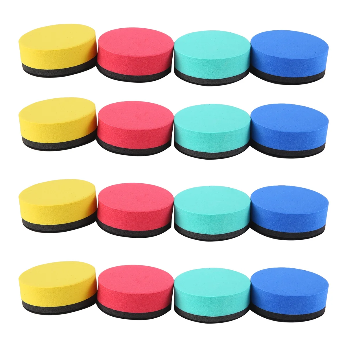 16 Pack Mini Dry Erase Erasers Magnetic Whiteboard Erasers Chalkboard Cleaners Dry Erasers Wiper (4 Colors, 2 x 2 Inch)