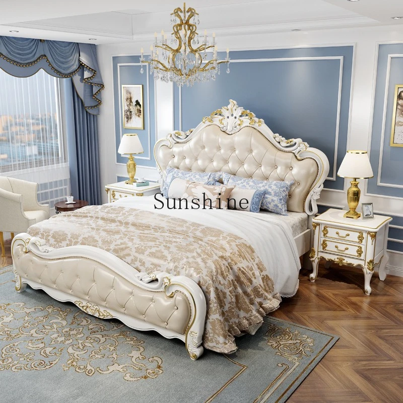 

European double solid wood master bedroom 1.8 meters light luxury storage wedding bed