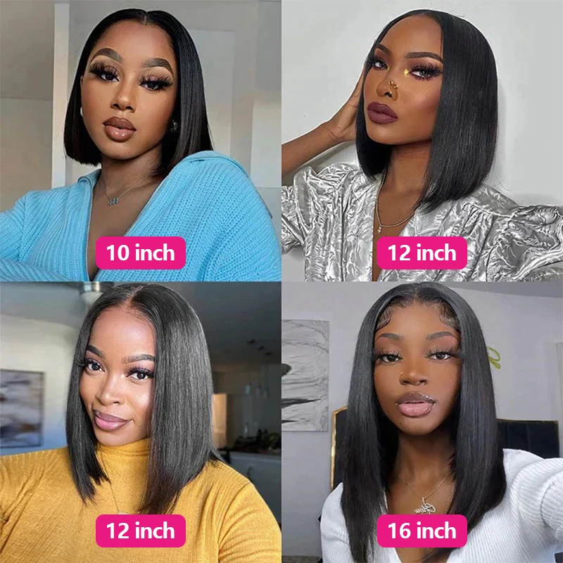 Wear And Go Glueless Wig Bone Straight Preplucked 6x4 HD Transparent Lace Closure Wig Ready To Go Brazilian Bob Wigs On Sale