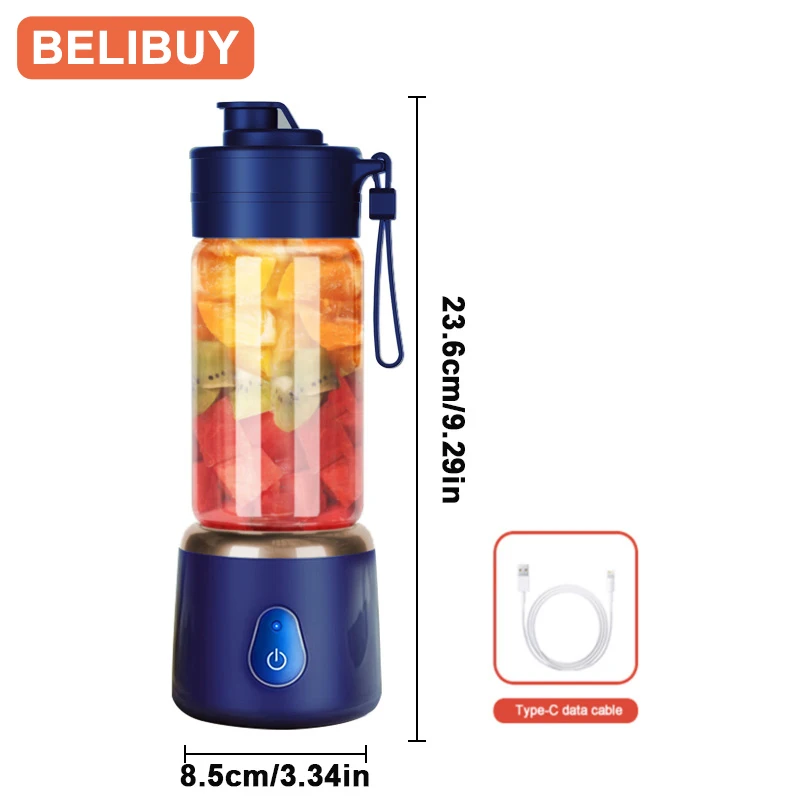 Portable Blender Electric Juicer 600ML Fruit Mixers 2000mAh USB Rechargeable Smoothie Mini Blender Multifunction Juice Maker