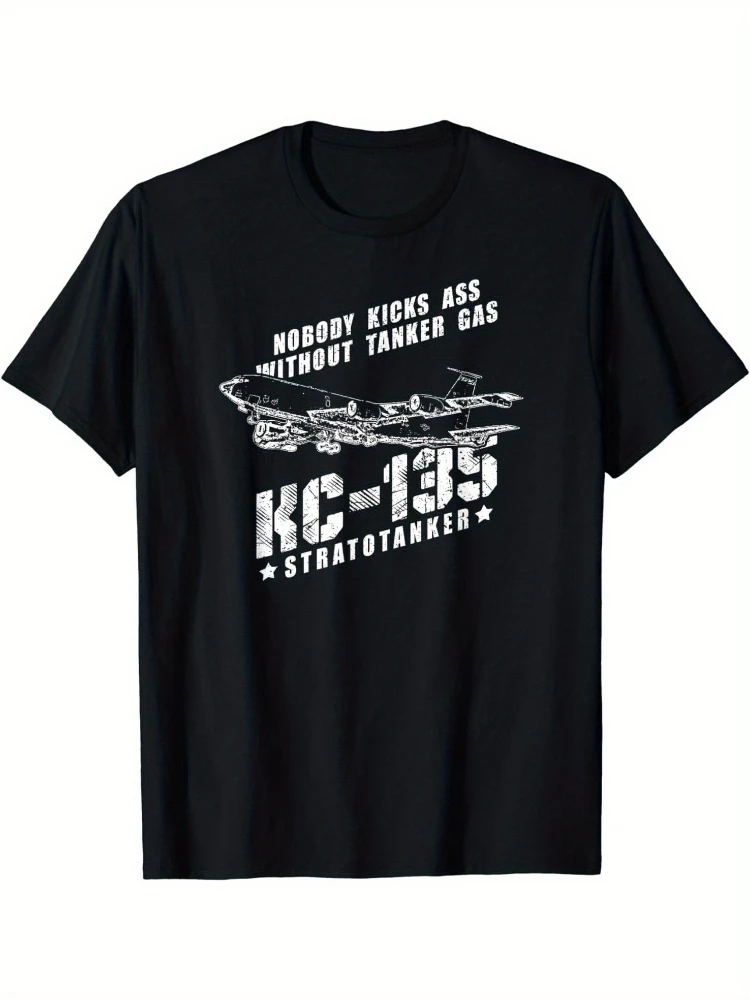 KC-135 Stratotanker USAF Aviation  pattern design-100% cotton summer O-neck short sleeve casual printed men's T-shirt.