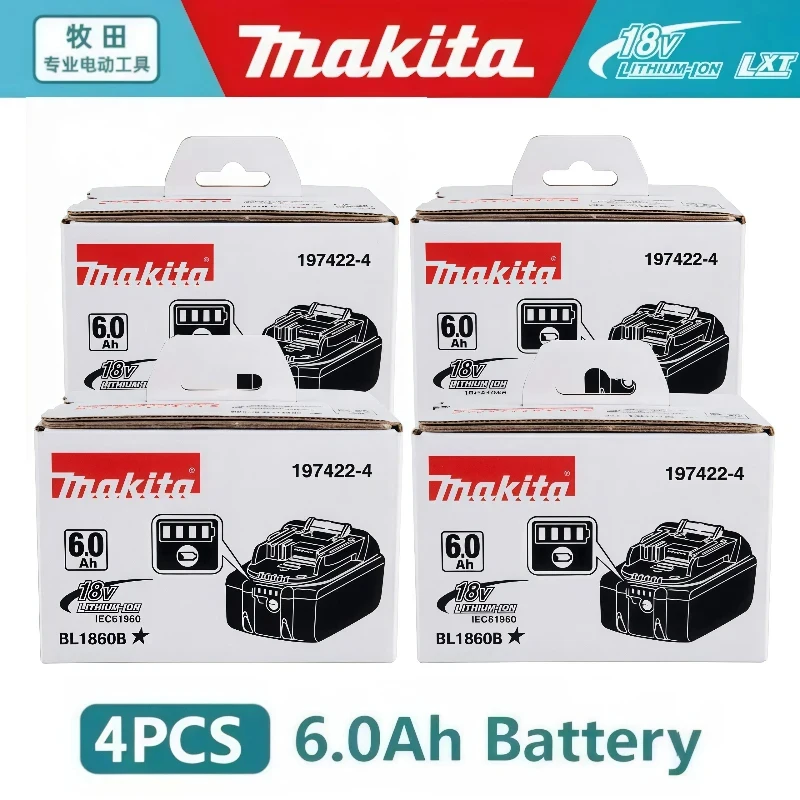 

100% Original Makita 18V 6.0Ah battery, for Makita BL1830B， BL1840 ，BL1840B ，BL1850 BL1860B power tools battery