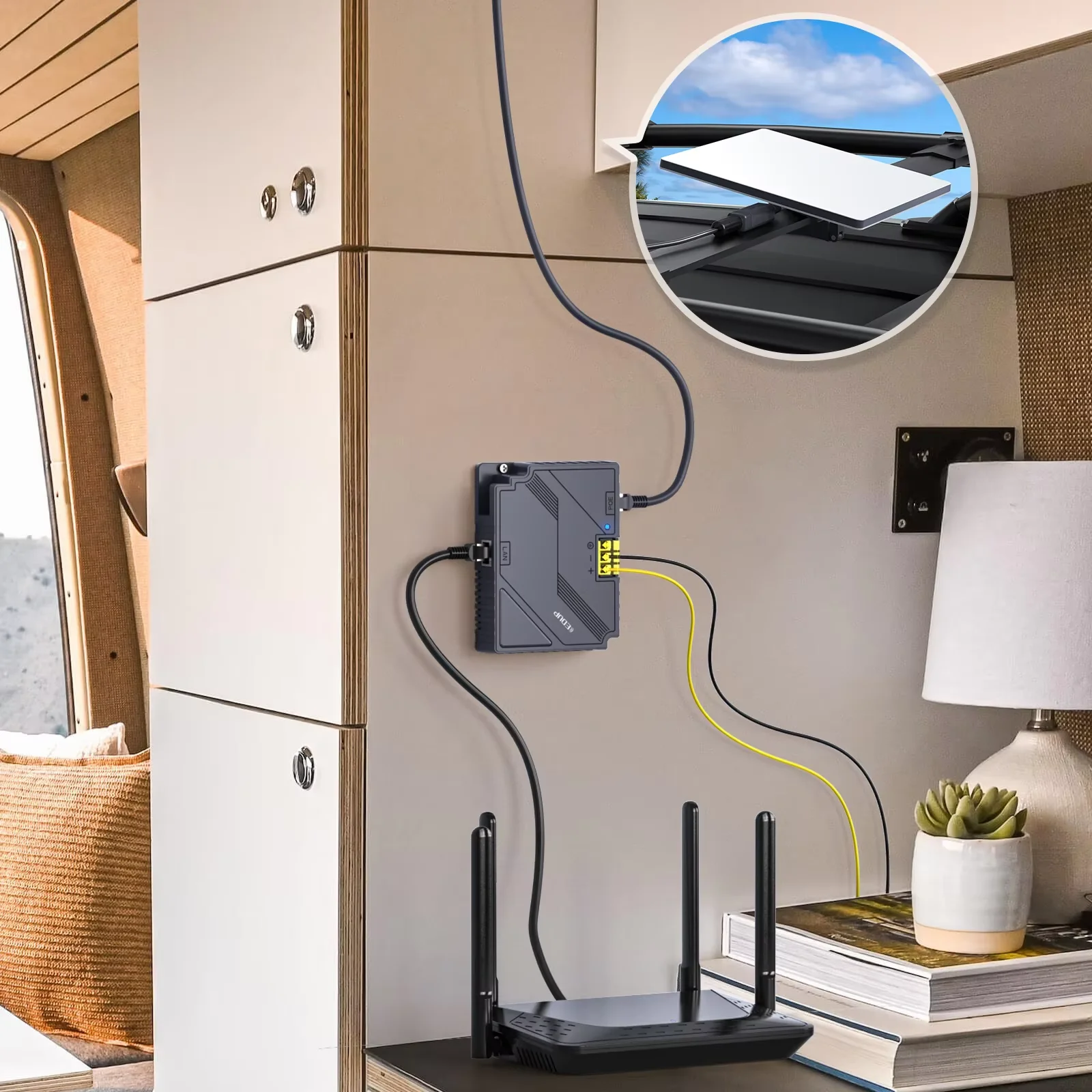 EDUP SK0091S 150 W Gigabit-PoE-Injektor und 100 W isoliertes PoE-Splitter-Kit 3-in-1-GigE-Passiv-PoE-Adapter, 48 V Ausgang für große Entfernungen