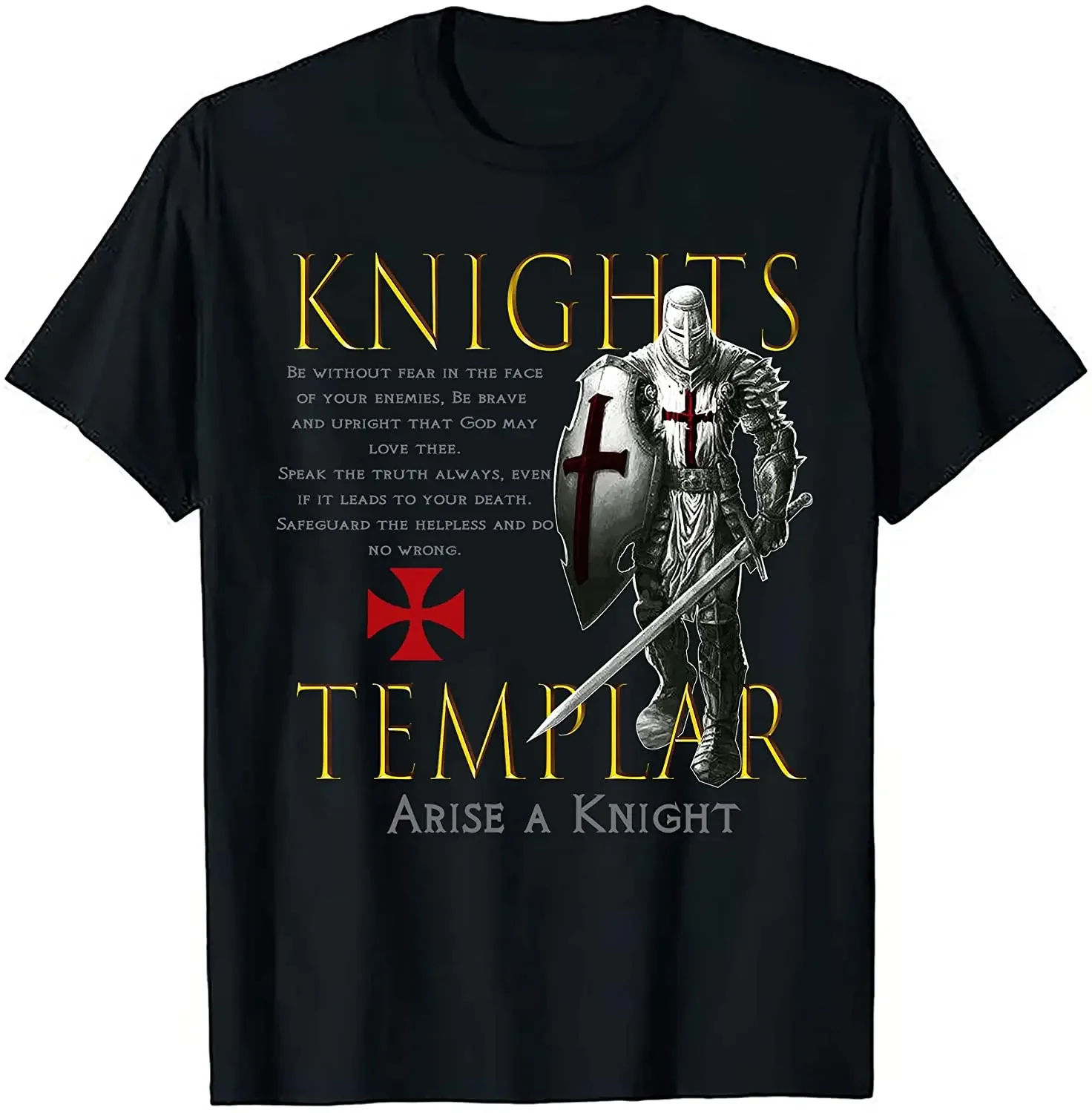 Christian Warrior Knights Templar Oath Angel Wings T-Shirt. Premium Cotton Short Sleeve O-Neck Mens T Shirt New S-3XL