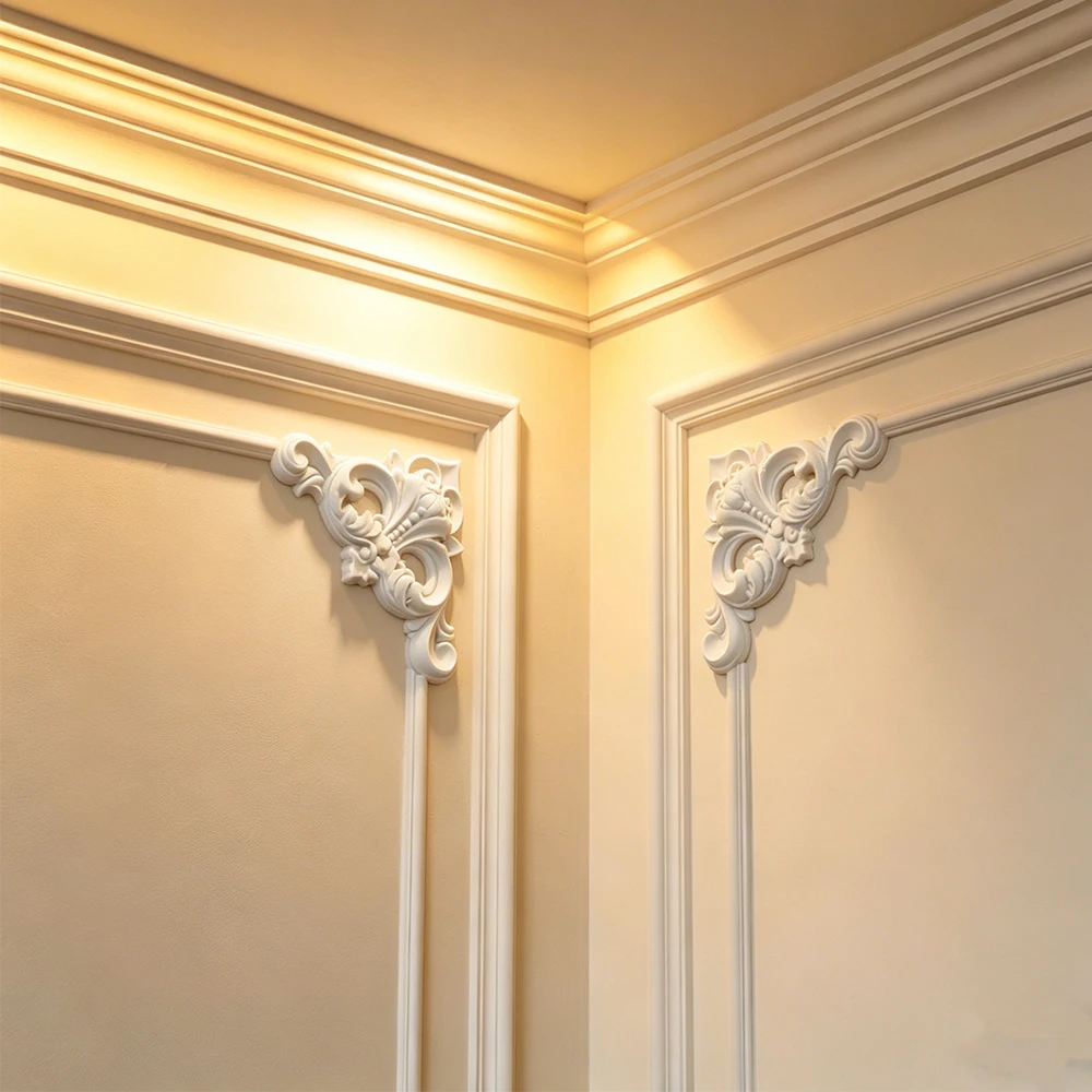 PU Paintable Ceiling Molding Kit,French Style Decorative Wall Molding Accent Wall Trim for Ceiling