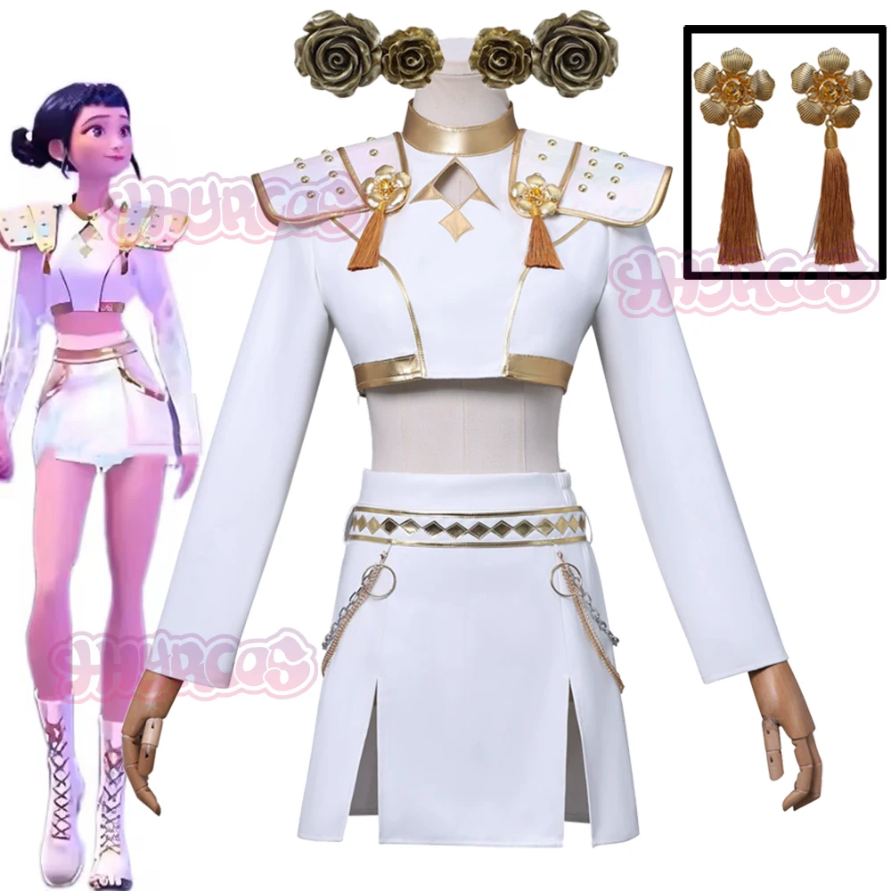 

Kpop Demon Hunter Zoey Cosplay Costume Huntrix Zoey White Suit Korean Wave Superstar Idol Performance Set Halloween Carnival