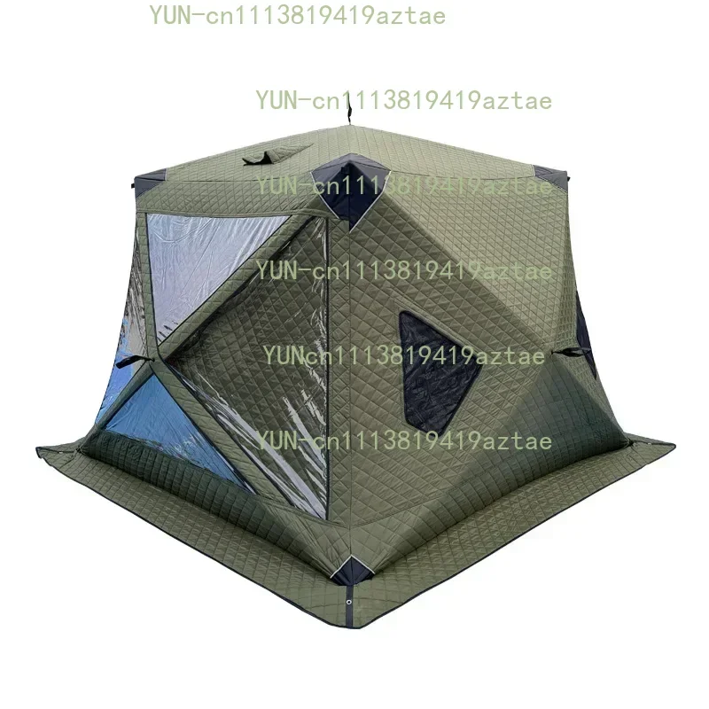 Fully Automatic Winter Ice Fishing Tent with Chimney Hole, Transparent Window, Quick Opening, Portable