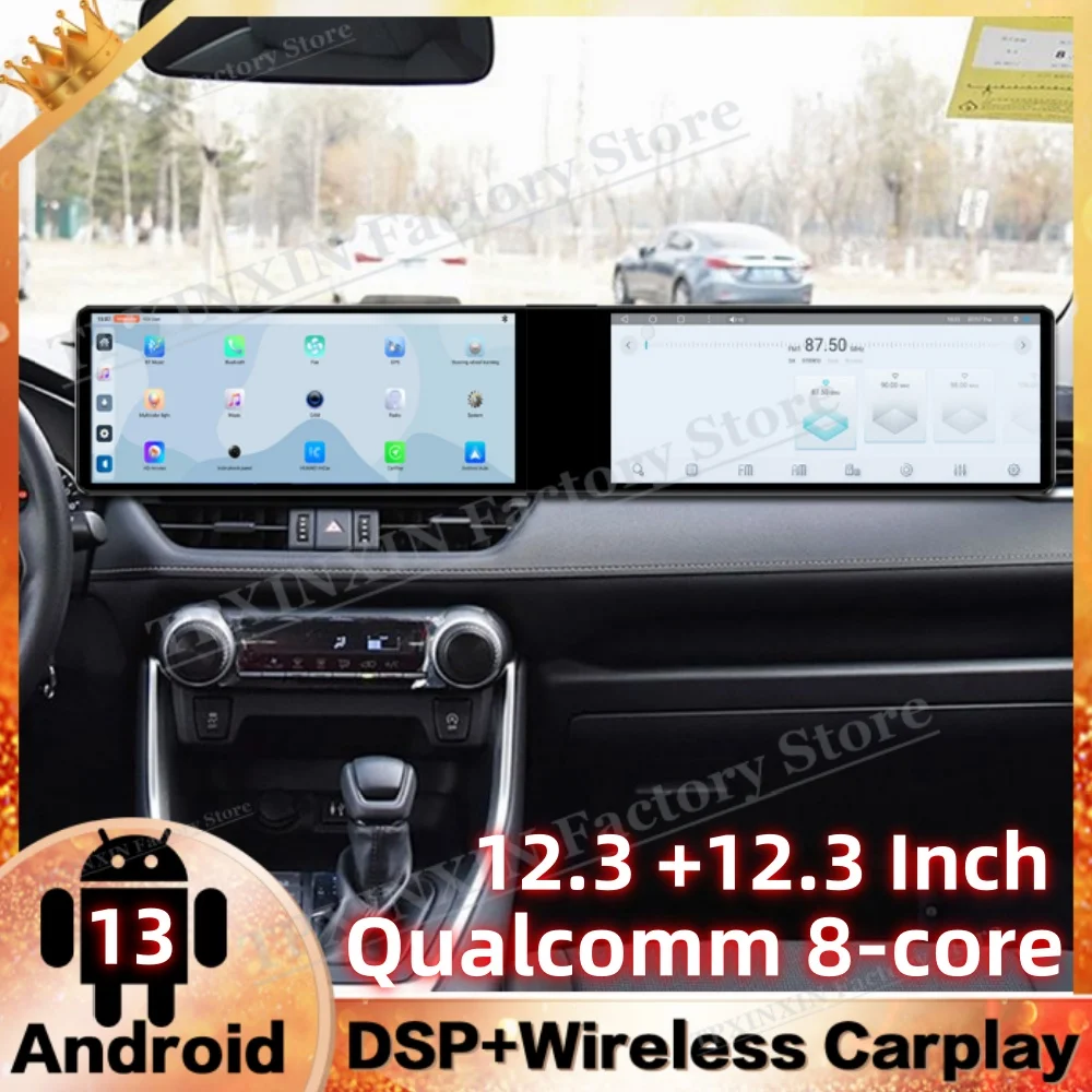 8-Core Dual Screen Android 13 Auto For Toyota RAV4 2020 2021 2022  Multimedia GPS Navigation Car Radio Stereo Receiver Head Unit
