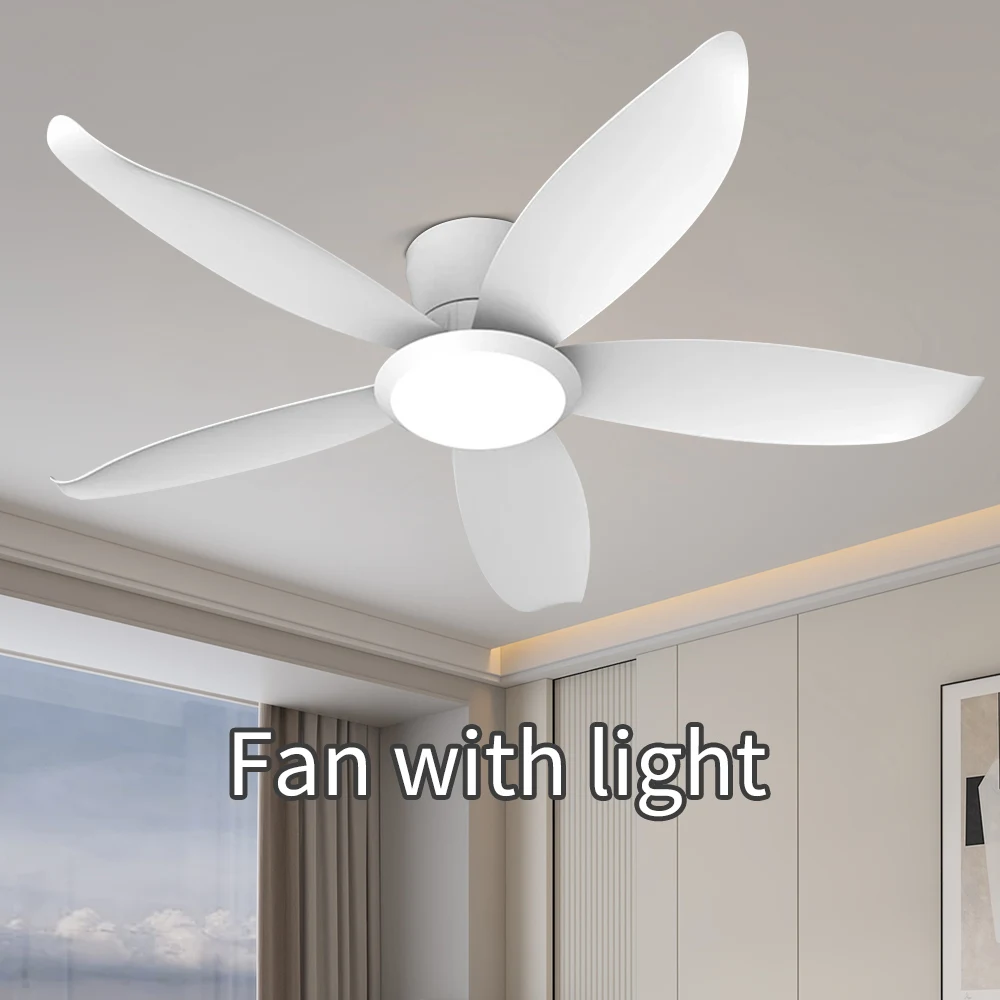 

LED Modern Ceiling Fan Light, Living Room Bedroom Remote Control Speed Control Five Leaf Ceiling Fan Light, DC Motor Silent Fan