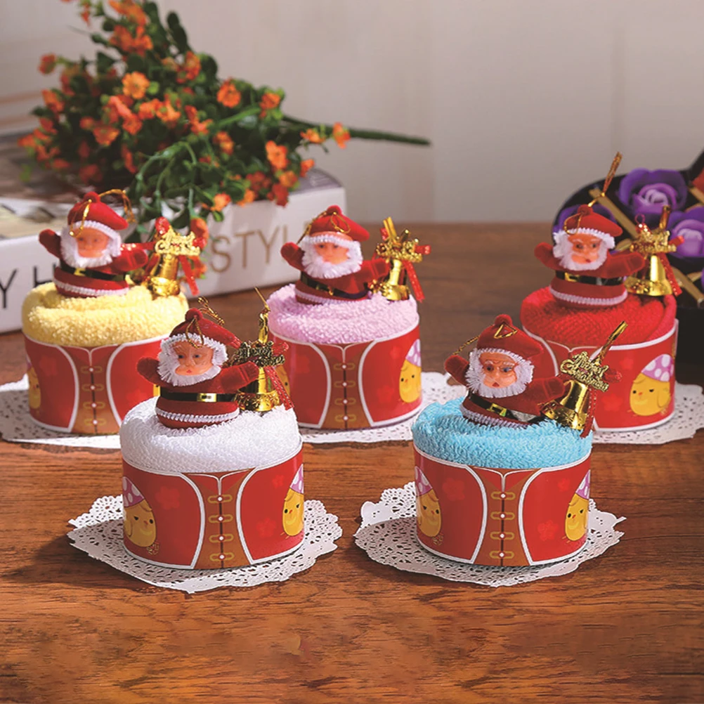 

Creative Christmas Cake Shaped For Kids Hand Towel Cotton Washcloth Party Decoration Gift Training Drying Encouragement Cake