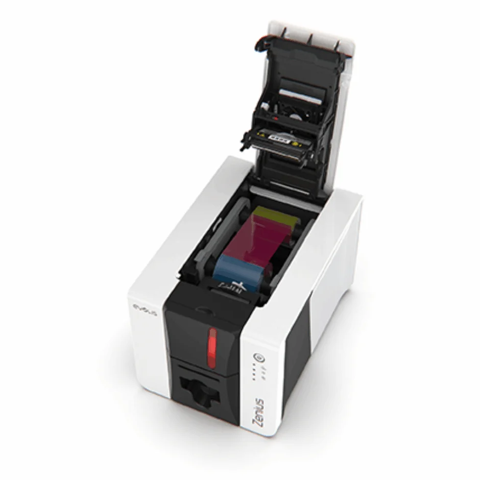 الأصلي Evolis Zenius سطح المكتب طابعة بطاقات PVC معرف آلة طباعة ملونة التسامي الوصول شارة IC صور Vip بطاقات قابلة لإعادة الكتابة