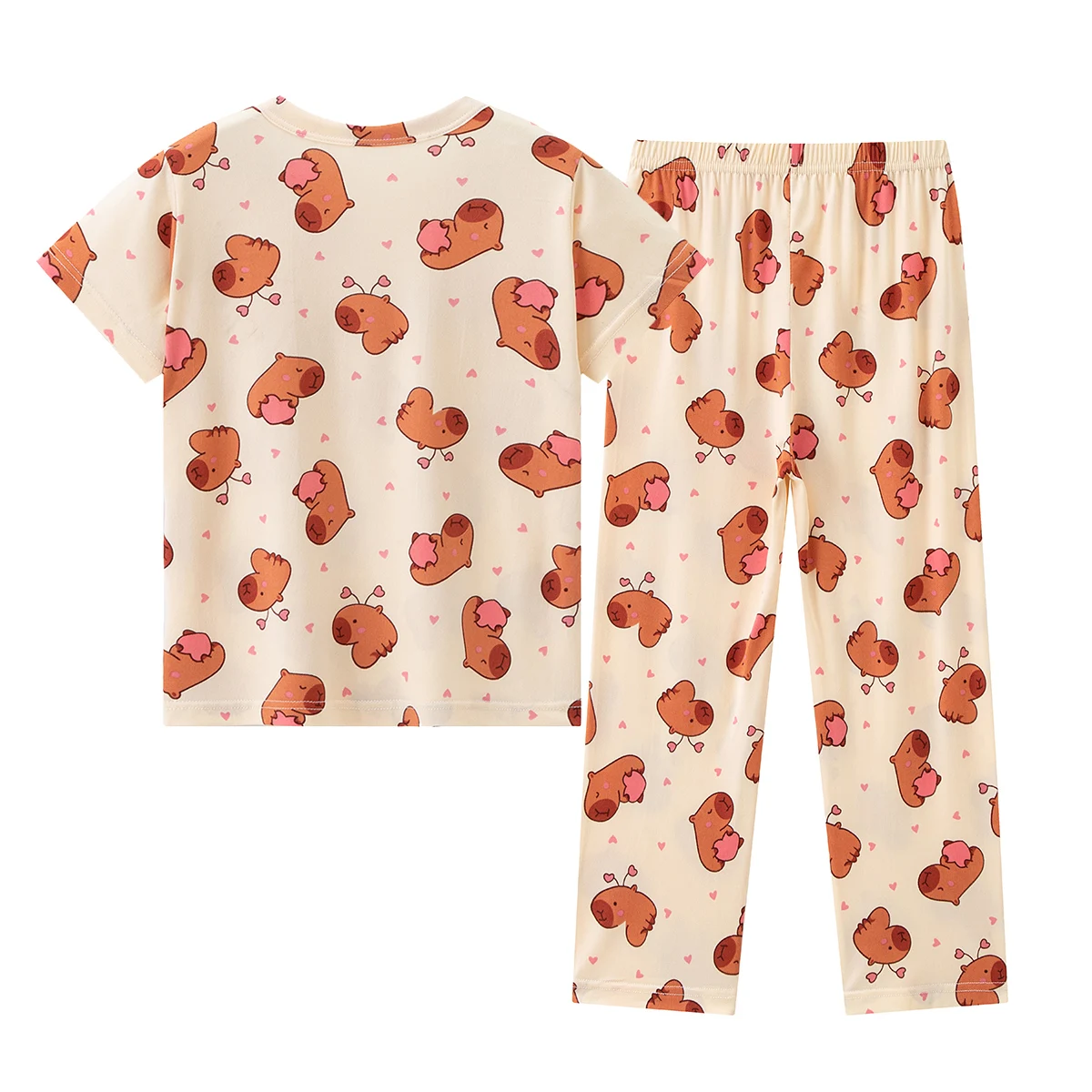 2-Piece Children's Set Summer Printed Short Sleeved Pants Breathable Moisture Wicking Comfortable And Fashionable Pajamas Set
