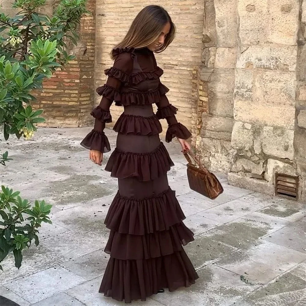 Vestido de graduación para mujer, falda de pastel en capas con escote alto, vestidos de noche formales a la moda, novedad de 2023