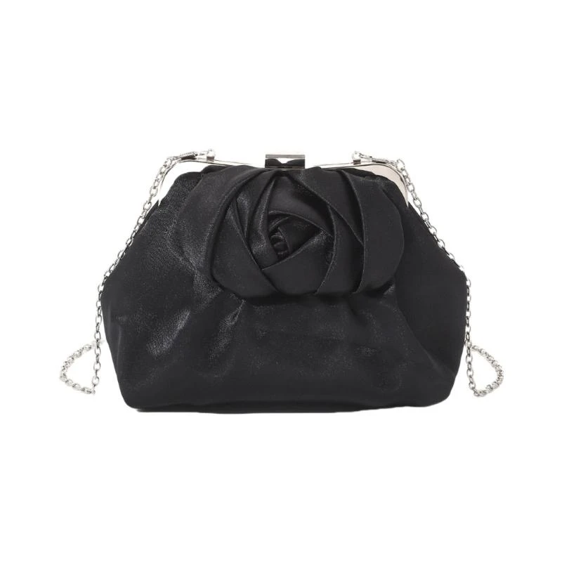 

Luxurious Rose Shaped Evening Clutch Chain Handbag For Special Occasion