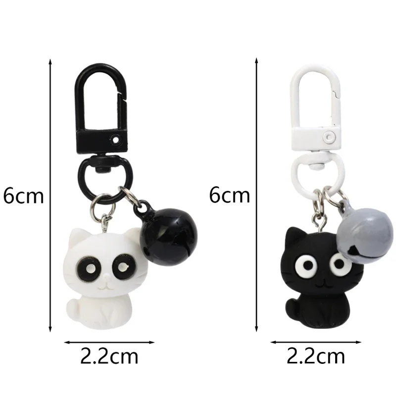 한국 크리에이티브 흑백 고양이 귀여운 다목적 자동차 키 체인 펜던트, 배낭 동물 펜던트 키 링, 여성 선물, 2 개