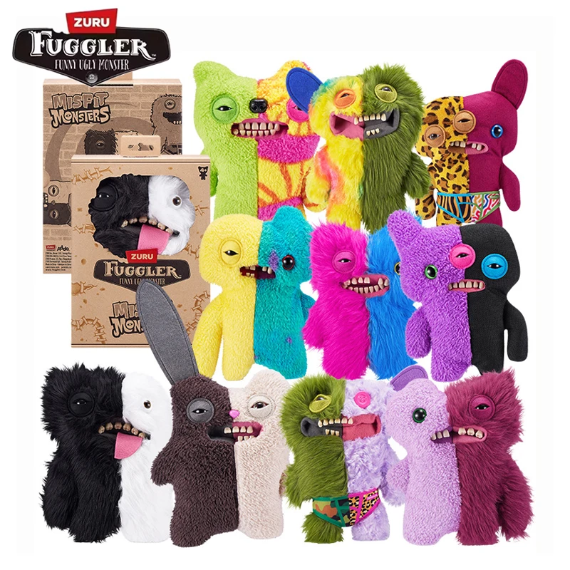 Fuggler Misfit Monsters Soft Plush Doll Teeth Monster Two Tone Splicing Series Funny Ugly Kawaii Toys Chlidren Christmas Gifts