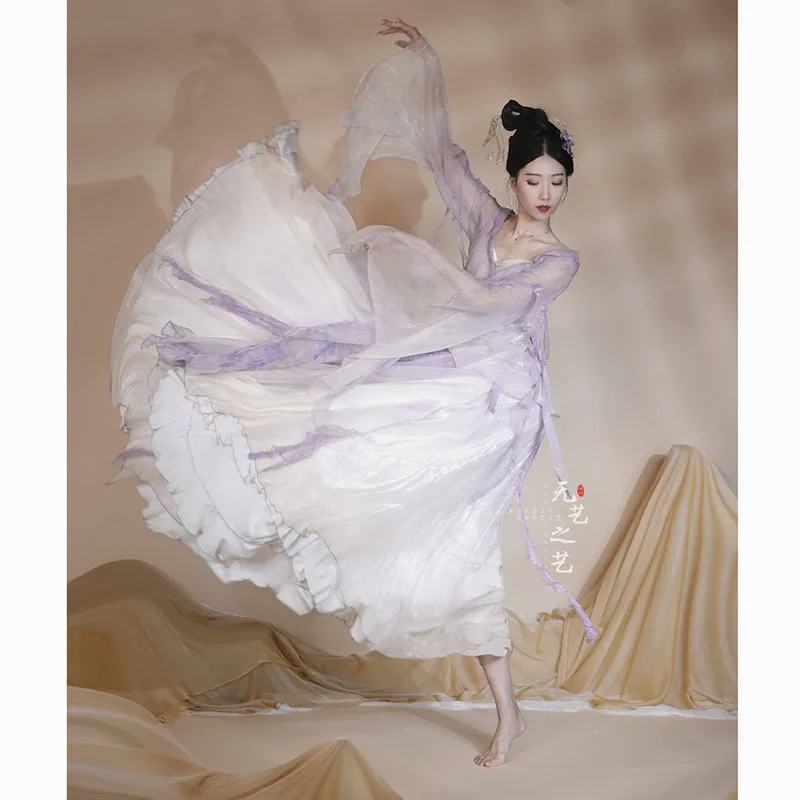 Chinese Style Folk Dance Classical Dancer Performance Costumes Elegant Cardigan Practice Clothes Body Rhyme Long Outer Gauze