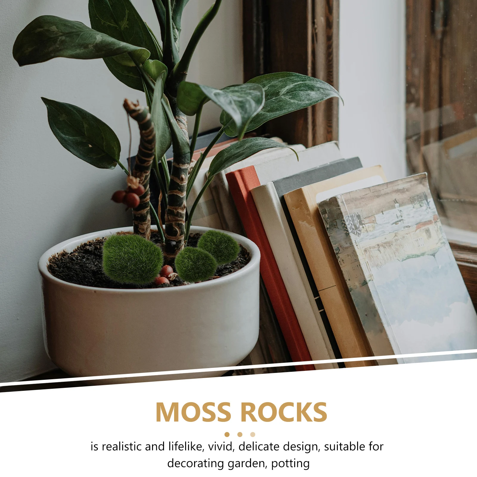 

5Pcs Realistic Artificial Moss Rock DIY Decorative Stones for Desktop Plant Arrangement Faux Stone Ornament Fake Moss Stone